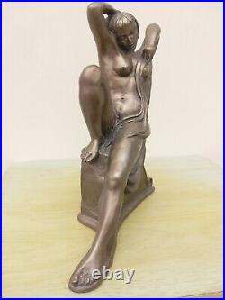 Stunning Cold Cast Bronze & Resin Art Deco Lady Sculpture 12