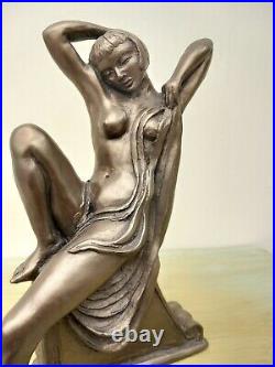 Stunning Cold Cast Bronze & Resin Art Deco Lady Sculpture 12