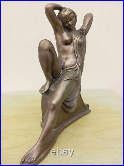 Stunning Cold Cast Bronze & Resin Art Deco Lady Sculpture 12