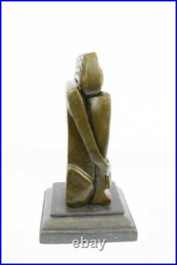 Superb Art Deco Girl, Bronze Statue Dali Marble Base Sculpture Hotcast Figurine