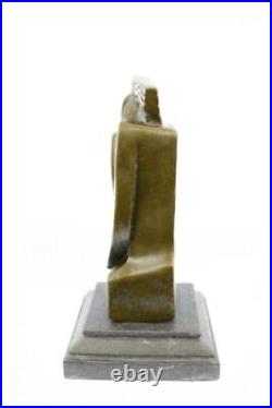 Superb Art Deco Girl, Bronze Statue Dali Marble Base Sculpture Hotcast Figurine