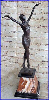 Tall Art Deco Sculpture Female Dancer on Marble Nude Chiparus bronze Decor