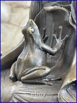 Vase Figurine Frog Frogs Art Deco Style Art Nouveau Style 100% Real Bronze Sale