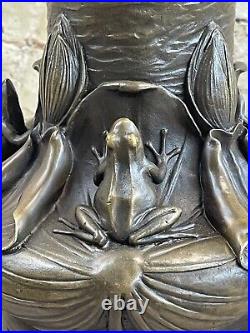 Vase Figurine Frog Frogs Art Deco Style Art Nouveau Style 100% Real Bronze Sale