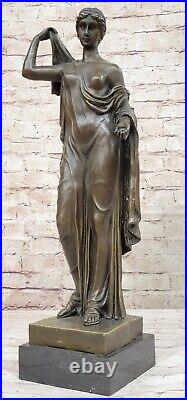Very Large Bronze Sculpture Semi Nude Maiden Art Deco Nouveau Home Decor Figure