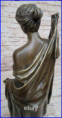 Very Large Bronze Sculpture Semi Nude Maiden Art Deco Nouveau Home Decor Figure