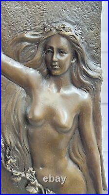 Vintage Art Deco Bronze Hot Cast Metal Vase Figure Nude Woman Lady Vase Figurine
