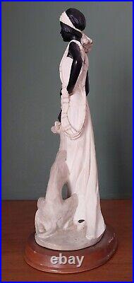 Vintage Art Deco Statue Woman Flapper with Greyhound Whippet Dog