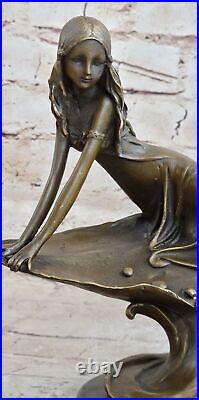 Vintage Bronze Nude Nymph Sculpture Art Deco Figurine by Mavchi Artwork Sale