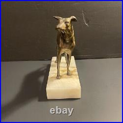 Vintage Bronze Whippet Greyhound Sculpture Statues Art Deco VGUC