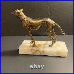 Vintage Bronze Whippet Greyhound Sculpture Statues Art Deco VGUC