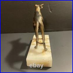 Vintage Bronze Whippet Greyhound Sculpture Statues Art Deco VGUC