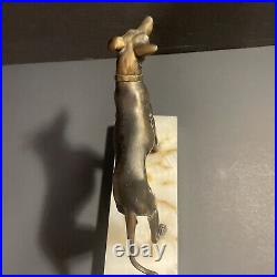 Vintage Bronze Whippet Greyhound Sculpture Statues Art Deco VGUC