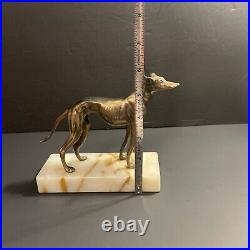 Vintage Bronze Whippet Greyhound Sculpture Statues Art Deco VGUC
