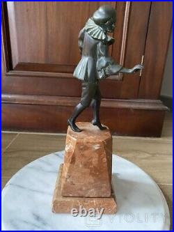 Vintage Harlequin Figurine Bronze Marble Statue Sculpture D. Chiparus Rare 20th