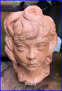 Vintage studio pottery girl bust figure RAOH SCHORR Art Deco sculpture 1940's
