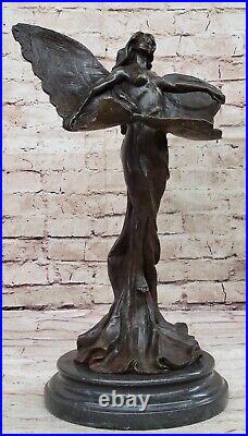 Western Nude Bronze Marble Fairy Nymph Angel Statue Art Deco Sculpture Figurine