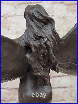 Western Nude Bronze Marble Fairy Nymph Angel Statue Art Deco Sculpture Figurine
