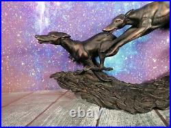 Wild Dogs In Motion Thomas Sculpture Art Deco Statue Figurine Greyhounds Running