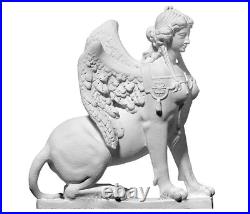 Winged Sphinx Figurine Statue Handmade Marble Exact Museum Copy Sculpture